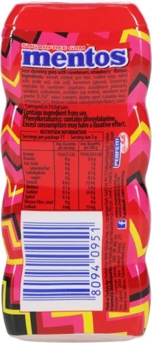 Mentos Sour Strawberry Sugarfree Gum 10 x 30g