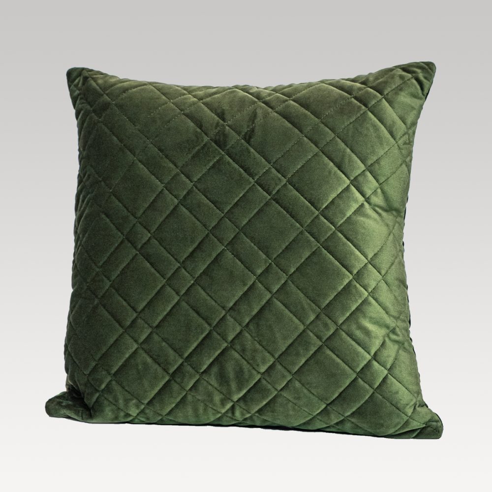 Quilted Cushion Cover - Dreamticket Verve Velvet Square (Fern)
