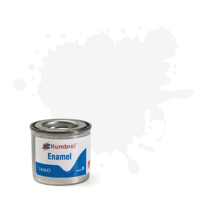 Set of 6 Humbrol White Satin Enamel Paint tins, 14ml each, ideal for model making and crafting on various surfaces.