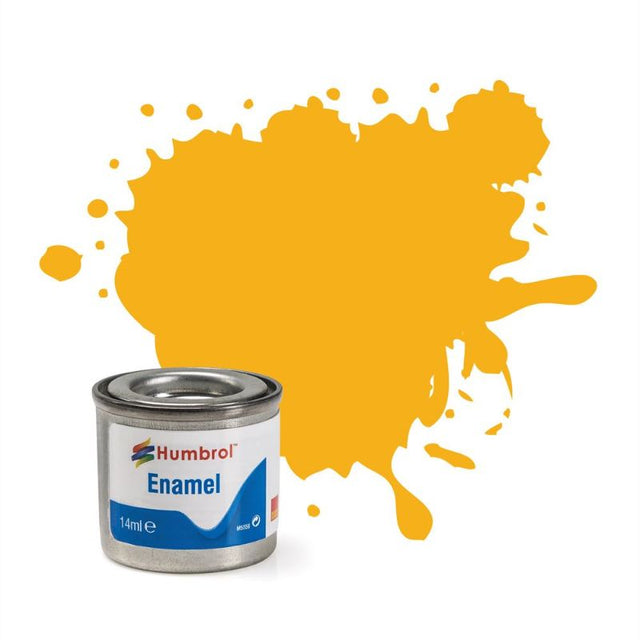 Humbrol Insignia Yellow Matt enamel paint set of 6, ideal for vibrant, smooth finishes on various surfaces.