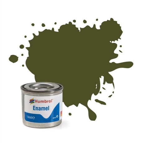 Set of 6 Humbrol Olive Drab Matt Enamel Paint 14ml tinlets, perfect for military models and providing a smooth matte finish.