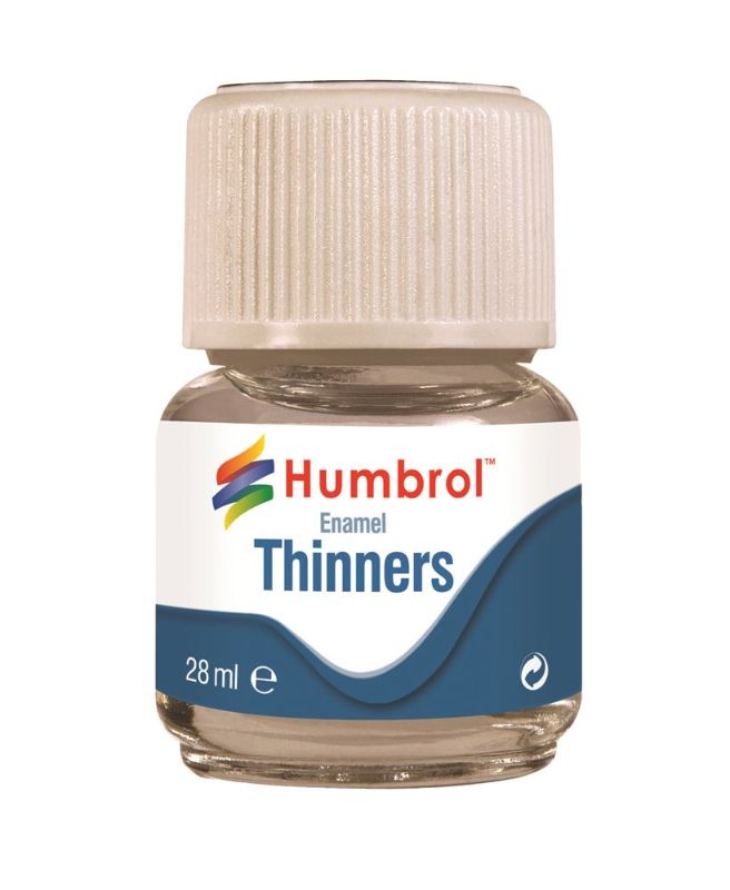 Humbrol Enamel Thinners (28ml) for smoothing enamel paint and cleaning brushes, enhancing modeling and crafting projects.