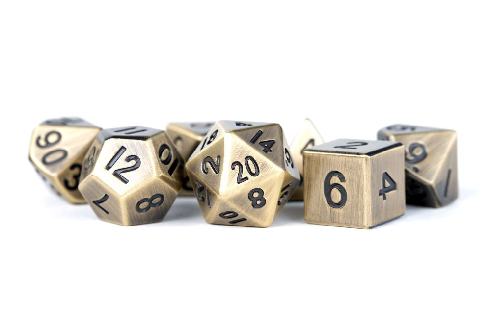 Fanroll: 16mm Metal Polyhedral Dice Set: Antique Gold