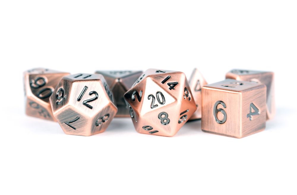Fanroll: 16mm Metal Polyhedral Dice Set: Antique Copper