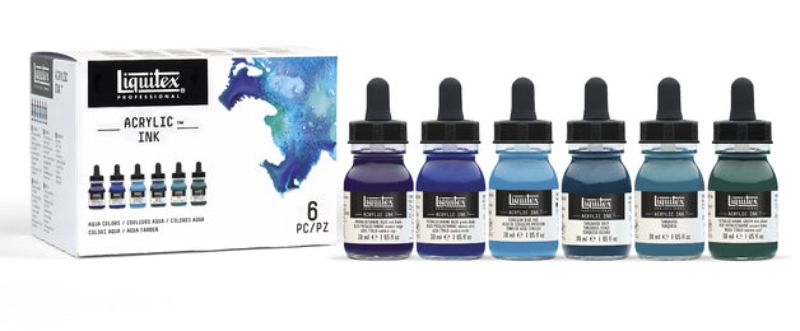 Liquitex Acrylic Inks 30ml Blues - Set of 6