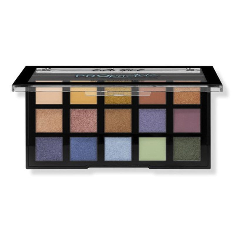 L.A. Girl Pro Shadow - Pro Pastels, a 15-color eyeshadow palette with matte and shimmer shades for versatile eye looks.