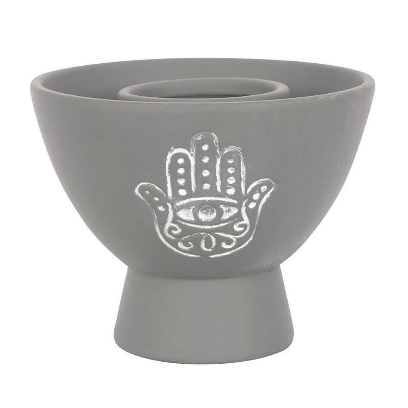 Hamsa Grey Terracotta Smudge Bowl