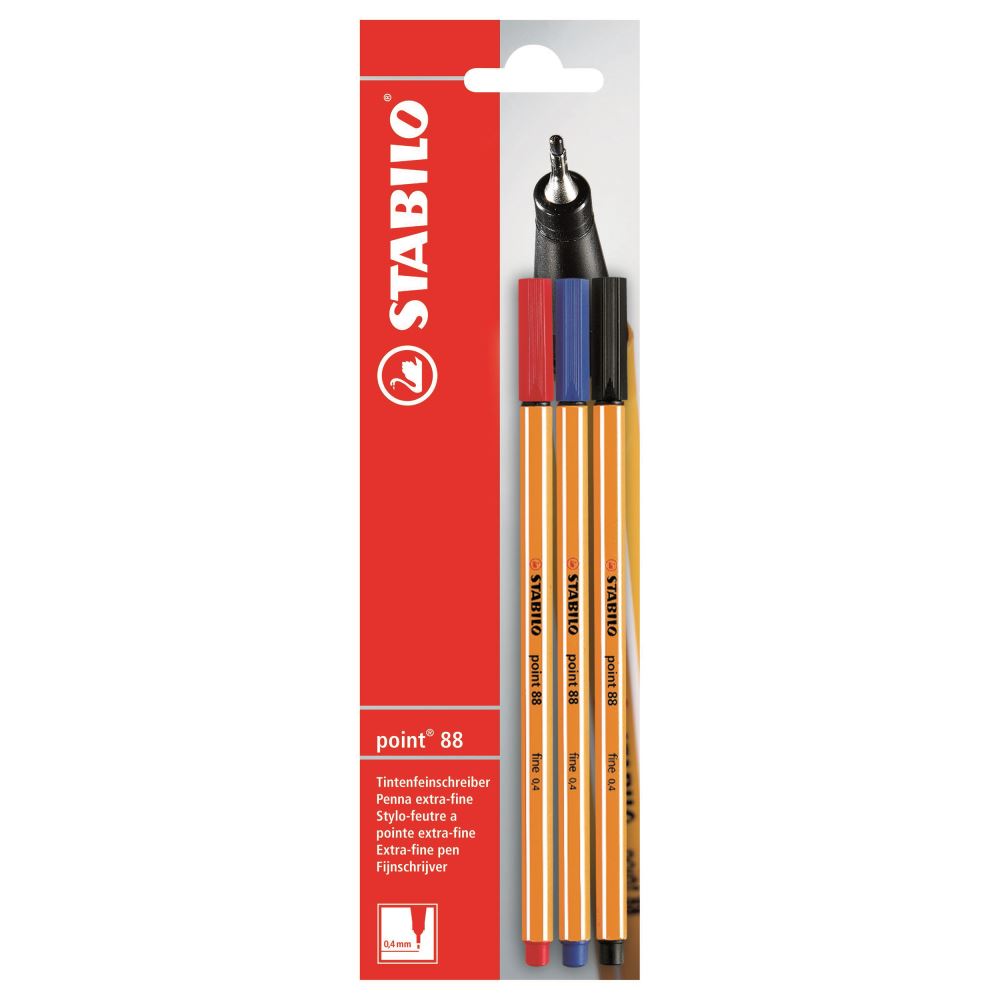 Stabilo Point 88 Fineliner Asstd Card 3 Order