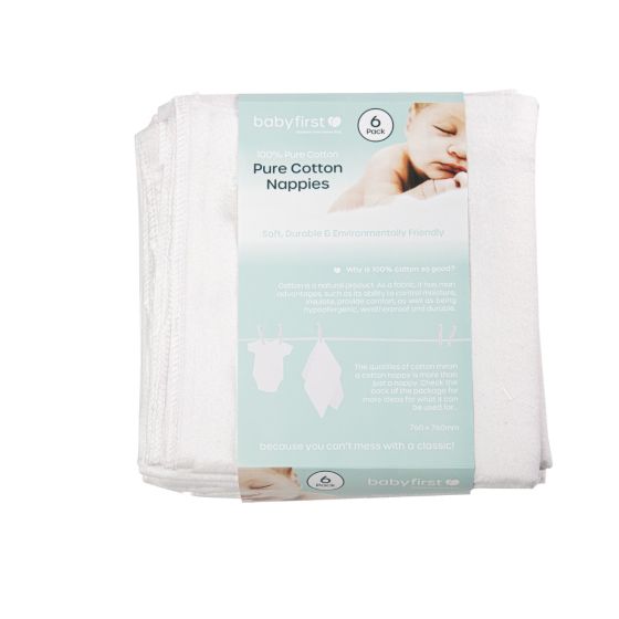 6 Pk Cloth Nappies - Baby First