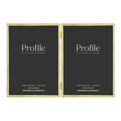 Profile - Habitat Gold Hinged Double Metal Photo Frame - 5x7in (13x18cm) (2)H