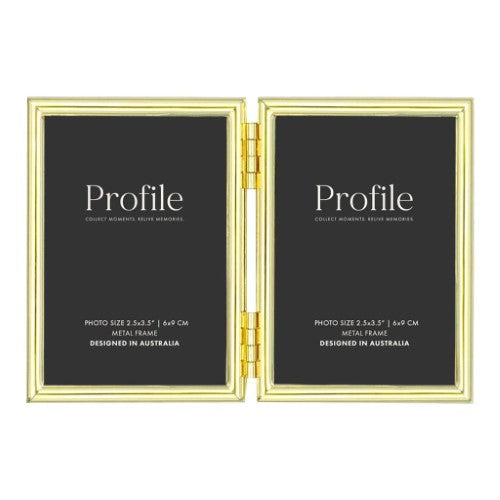 Profile - Habitat Gold Hinged Double Metal Photo Frame - 5x7in (13x18cm) (2)H