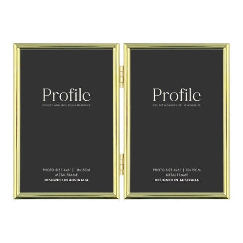Profile - Habitat Gold Hinged Double Metal Photo Frame - 5x7in (13x18cm) (2)H