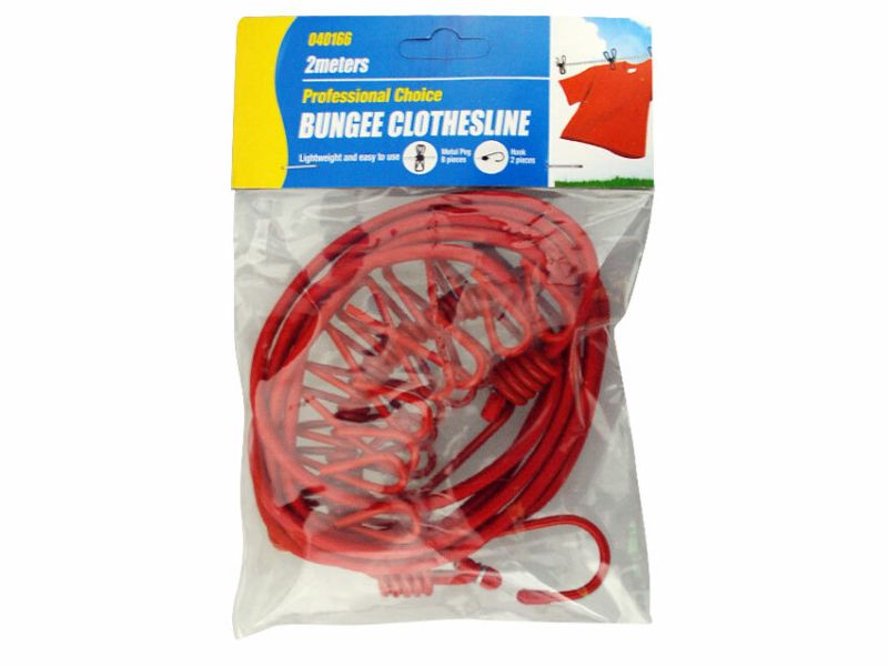 Bungee Clothline with 8 Metal Clips (24 Units)