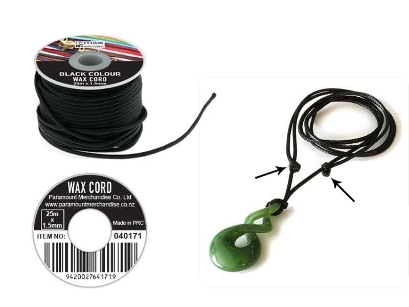 Wax Cord in Reel - Black 25m (12 Units)