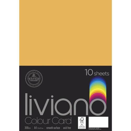 Liviano Heavy Colour Card - 300gsm A4 (Old Gold) - Pack of 10