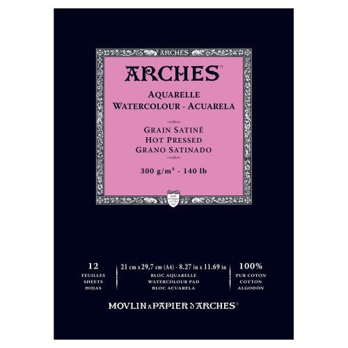 Arches Water Colour Pads - Hot Pressed 300gsm A4