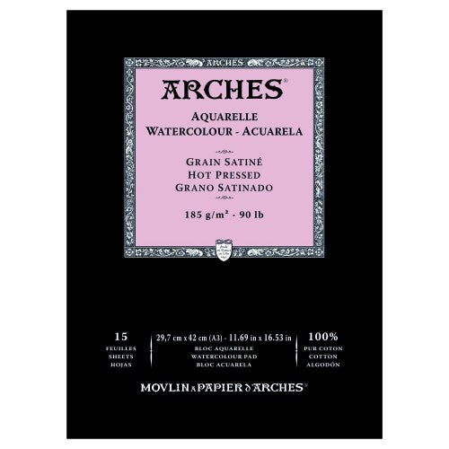 Arches Water Colour Pads - Hot Pressed 185gsm A3