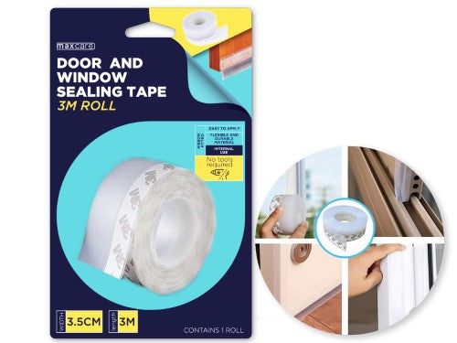 Door n Window Sealing Tape - Maxcare 3.5 x 300cm (Set of 12)