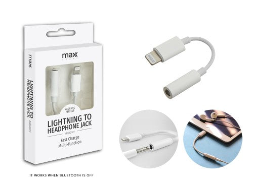 iPhone Lightning Cable to 3.5mm Headphone Audio Jack - Max Brand (Set of 24)