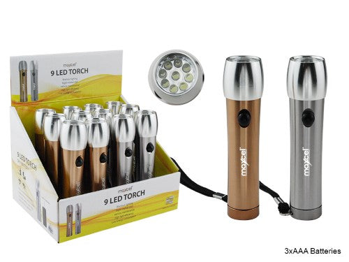 LED Torch - MAXCEL Aluminum 120mm (Set of 12 Assorted)