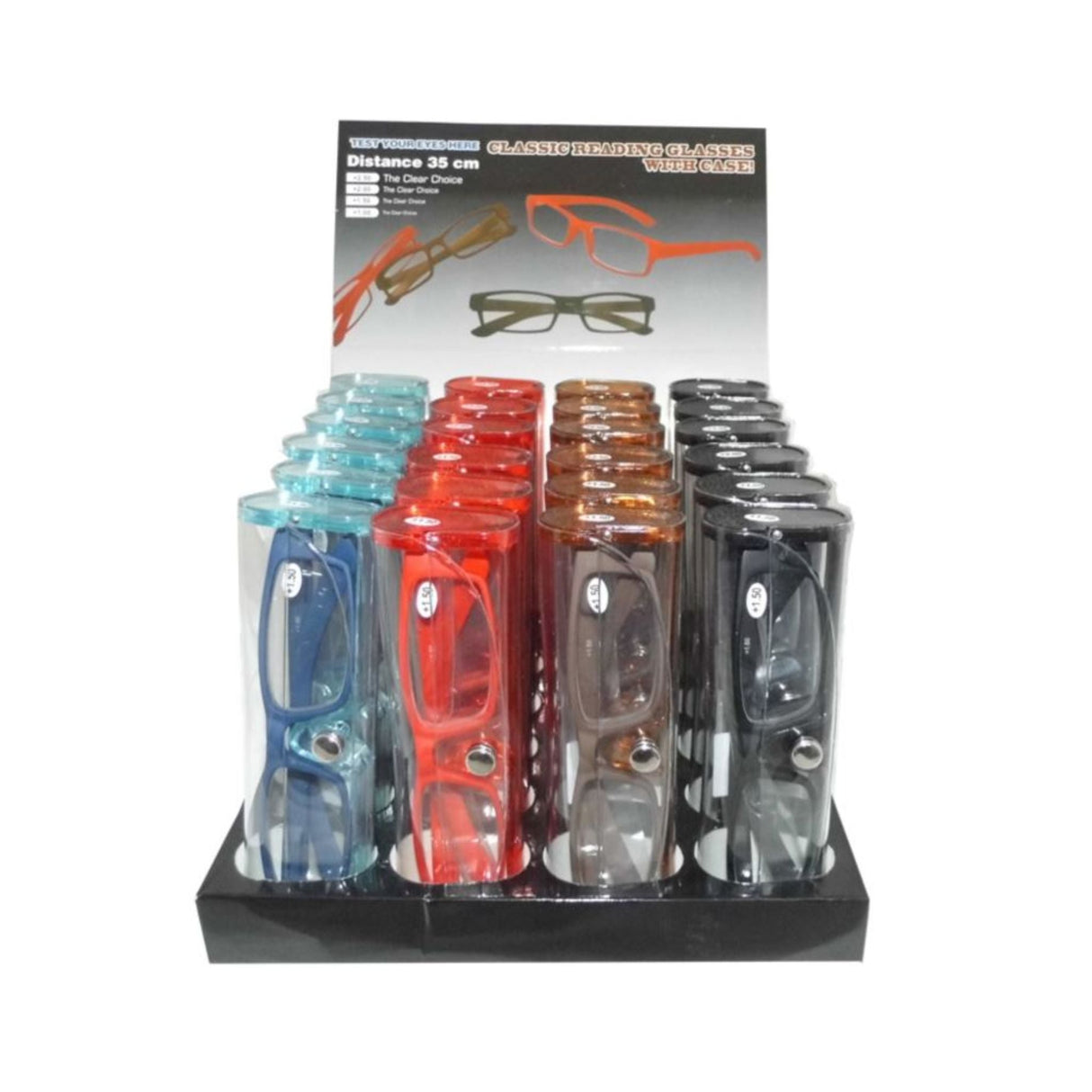 Coloured Reading Glasses In Clear, Soft Case 1.5 *SINGLES
