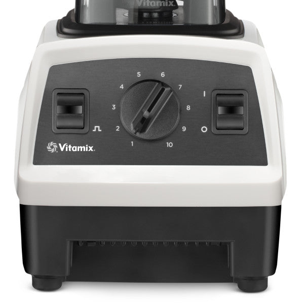 Vitamix Explorian E310 blender in white, features 10 speeds, self-cleaning, and durable stainless steel blades for effortless blending.