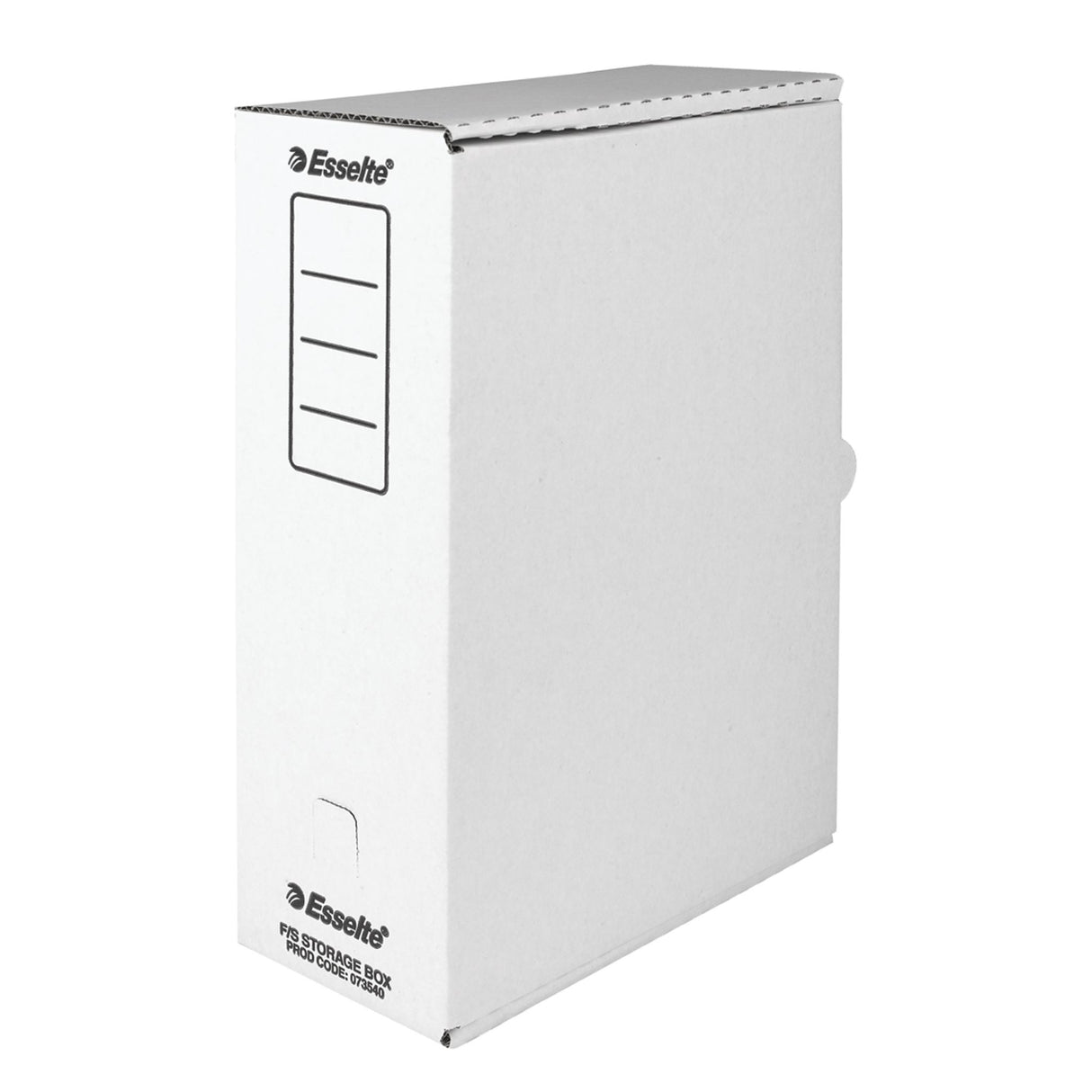 Esselte Storage Carton 1.5 White, extra deep box for A4/foolscap paper, eco-friendly, easy retrieval with thumb hole.