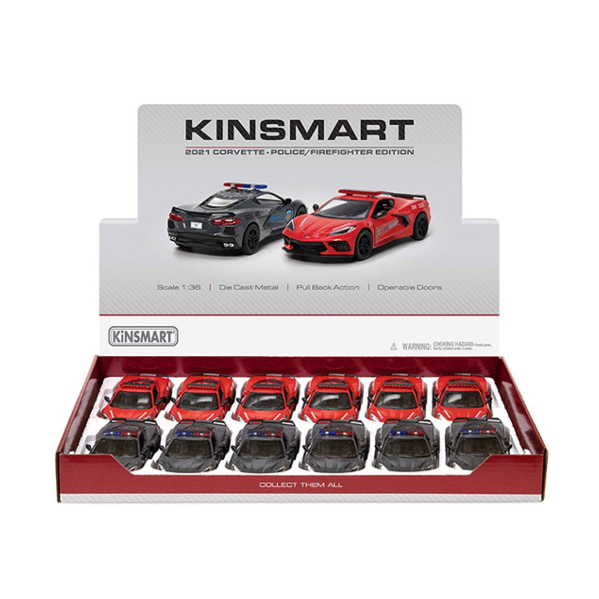 2021 Corvette Police/Firefighter Car Display - 12pcs