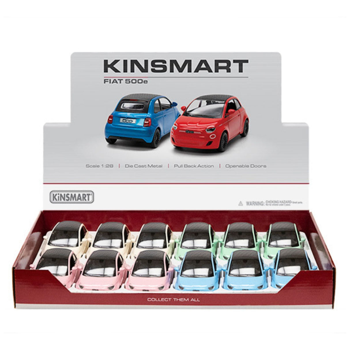Fiat 500e Pastel Car Display - 12pcs