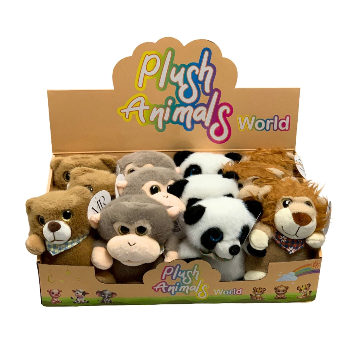 Plush Animals with Scarf Display - 12pcs