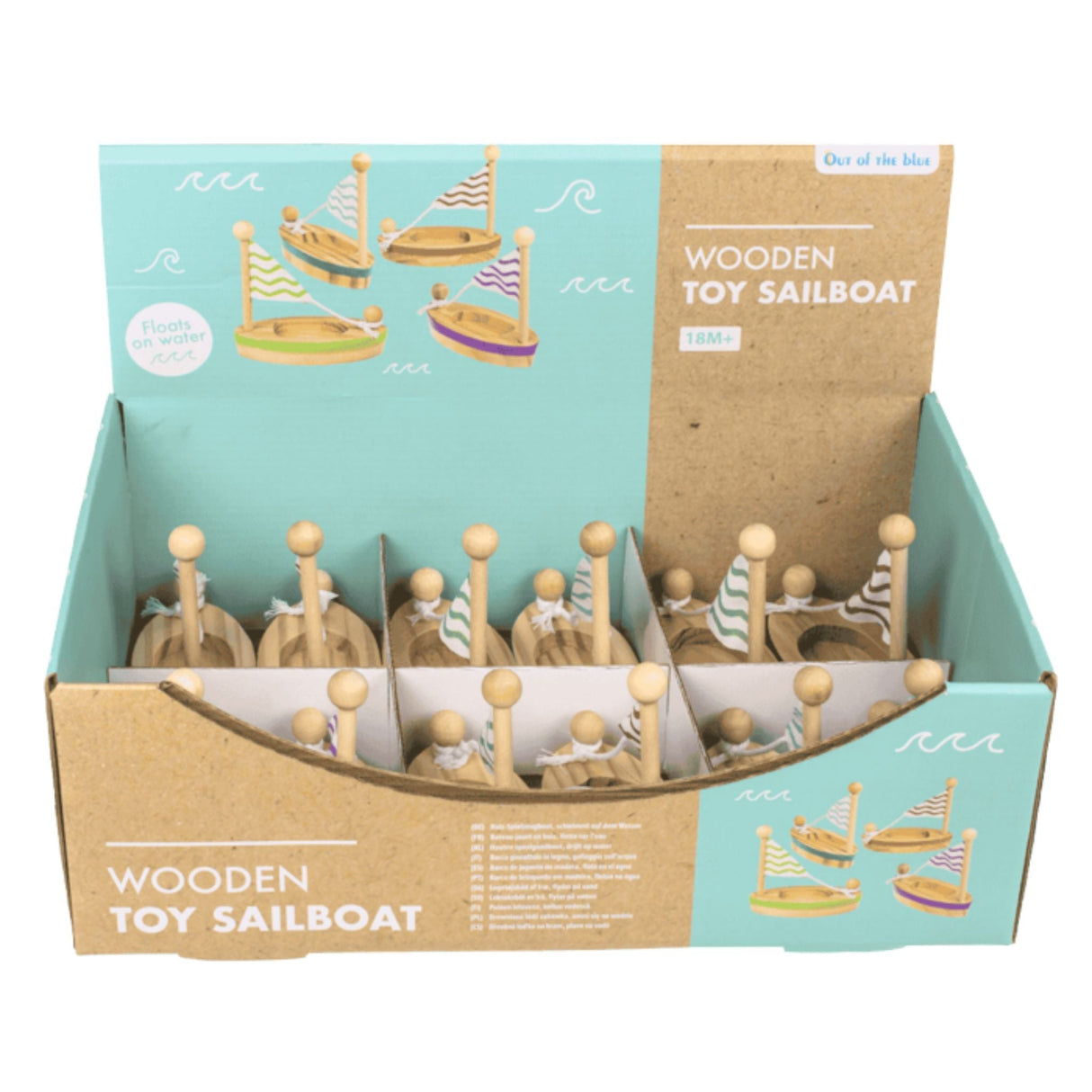 Wooden Toy Sail Boat Disp - 12pcs
