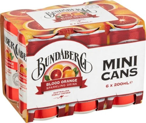 Bundaberg Blood Orange Sparkling Drink Mini Cans 6 x 200ml
