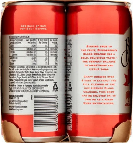 Bundaberg Blood Orange Sparkling Drink Mini Cans 6 x 200ml