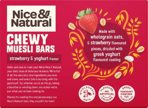Nice & Natural Strawberry & Yoghurt Flavour Chewy Muesli Bars 6 x 30g