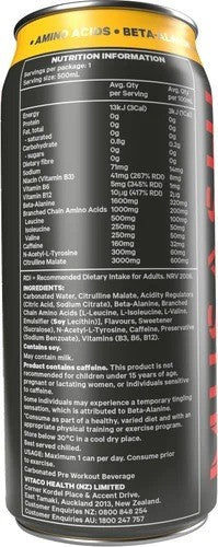Musashi Zero Sugar Mango Flavour Energy Drink 12 x 500ml