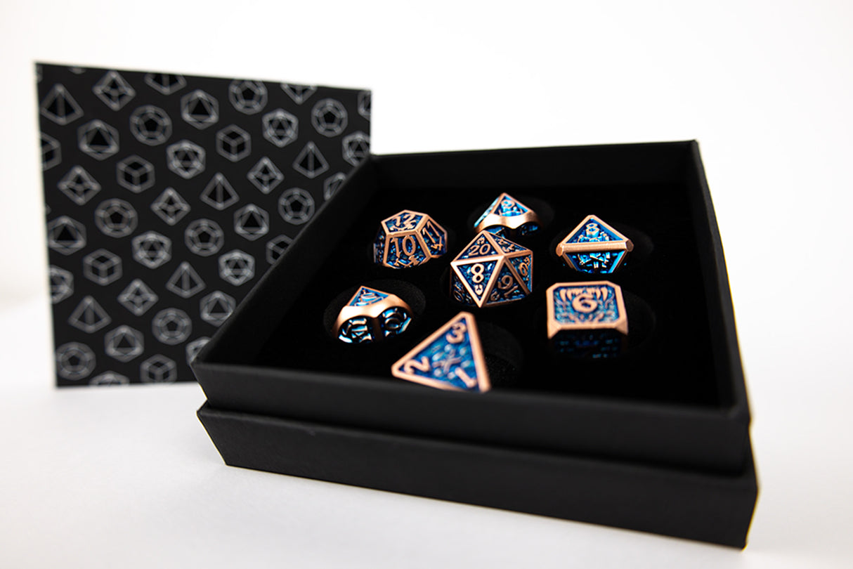 LPG Dice RPG Set Draco Dark Blue/Brass