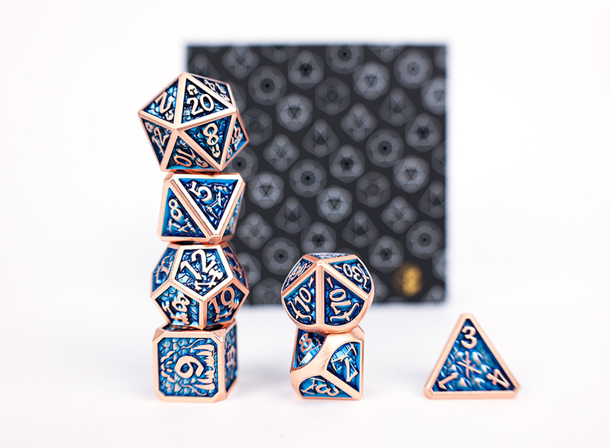LPG Dice RPG Set Draco Dark Blue/Brass