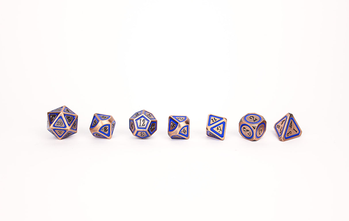 LPG Dice RPG Set Concentric Blue/Black/Brass