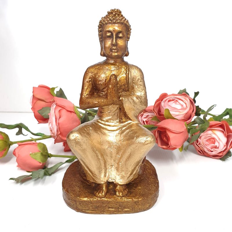 Praying Buddha on Lotus Stand Gold