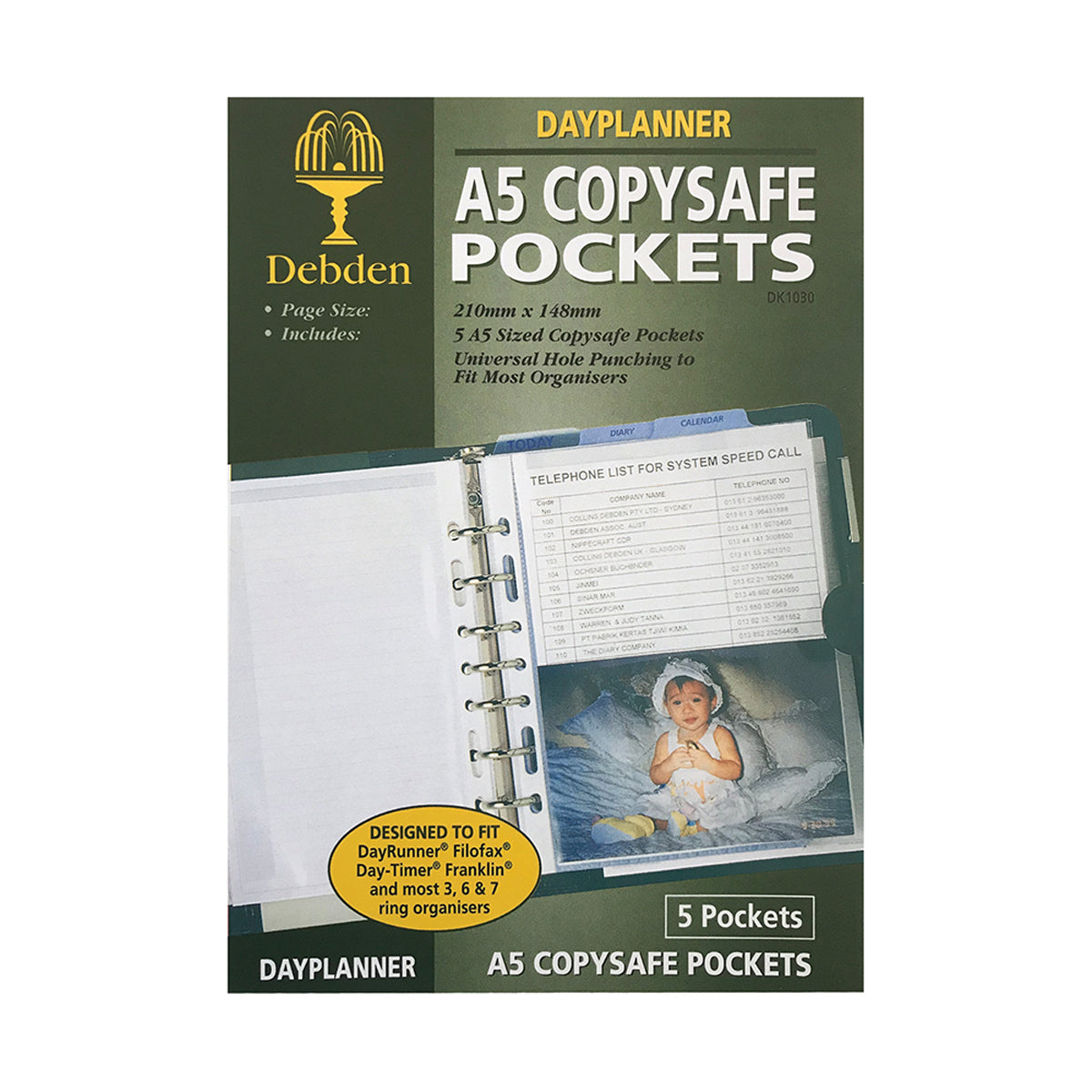 Debden Dayplanner Desk Copy Safe Pockets 5 Pack