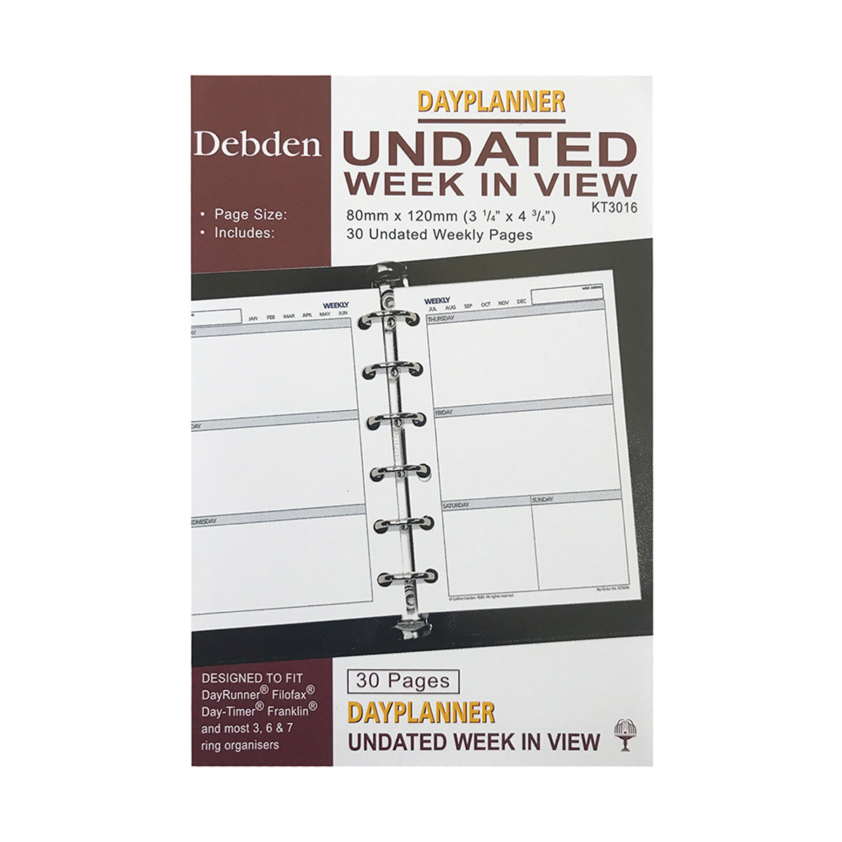 Debden Dayplanner Pocket Week to View Undated Refill