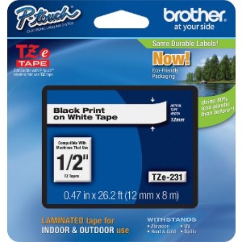 Brother P-touch TZe Laminated Tape Cartridge - 12mm x 8m - Durable Labeling Solution