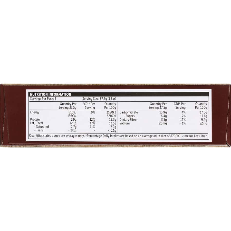 Woolworths Nut Bars Choc Peanut With Choco Base 6pk 225g