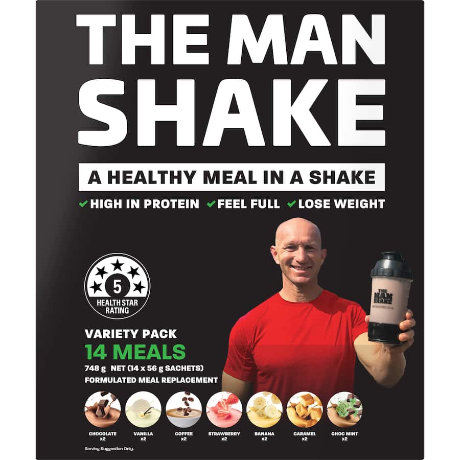 The Man Shake Meal In A Shake Variety Pack 14x56g