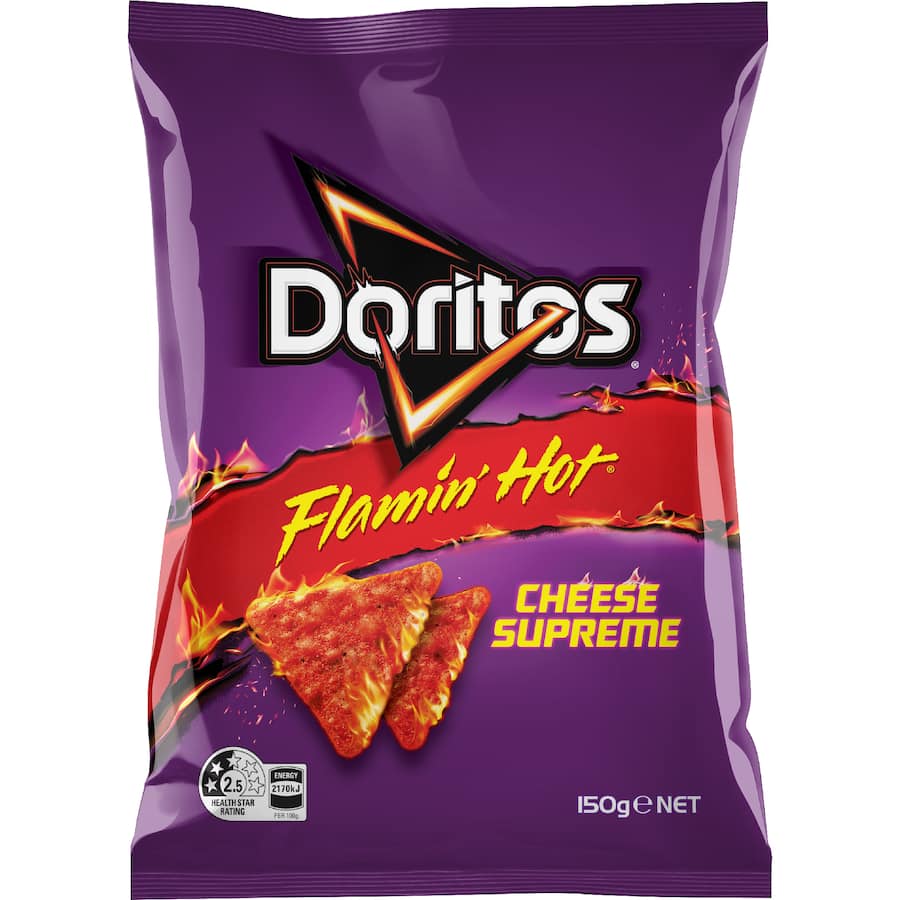 Doritos Flaming Hot Corn Chips Cheese Supreme - 150g