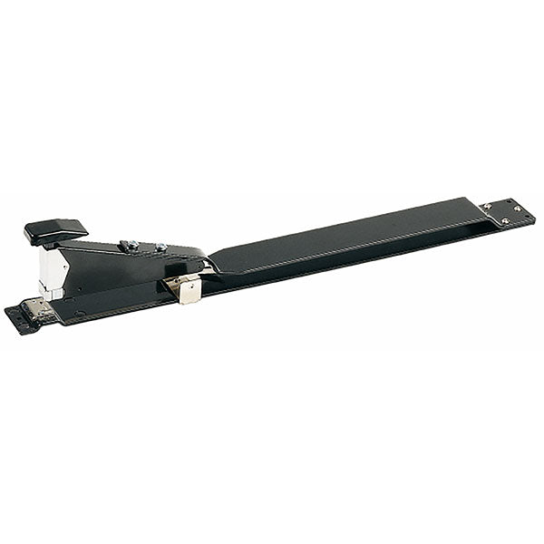 Rapid HD12/16 long arm stapler, steel construction, staples up to 40 sheets, adjustable depth up to 400mm, ideal for brochures.
