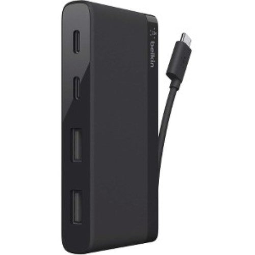 Compact USB-C 4-port mini hub with high-speed data transfer, ideal for enhancing laptop connectivity on the go.