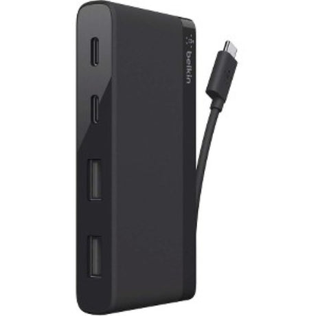 Compact USB-C 4-port mini hub with high-speed data transfer, ideal for enhancing laptop connectivity on the go.