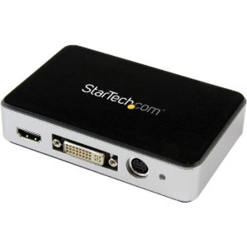 USB 3.0 HD Video Capture Device for 1080p video capture via HDMI, DVI, VGA, and Component, ideal for gamers and creators.