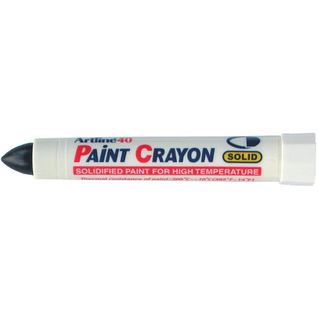 Set of 12 black Artline 40 permanent paint crayons, ideal for versatile use on various surfaces with quick drying time.